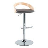 Grotto - Contemporary Adjustable Barstool, Swivel With Rounded T Footrest (Set of 2) - Furniture Home Direct