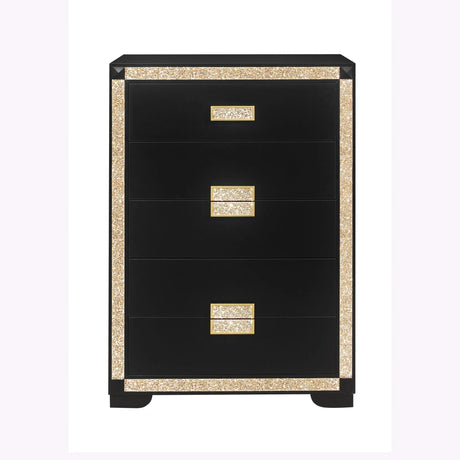 Lively - Chest With Glitter Detail And Thick Bar Handle Hardware - Black - Furniture Home Direct