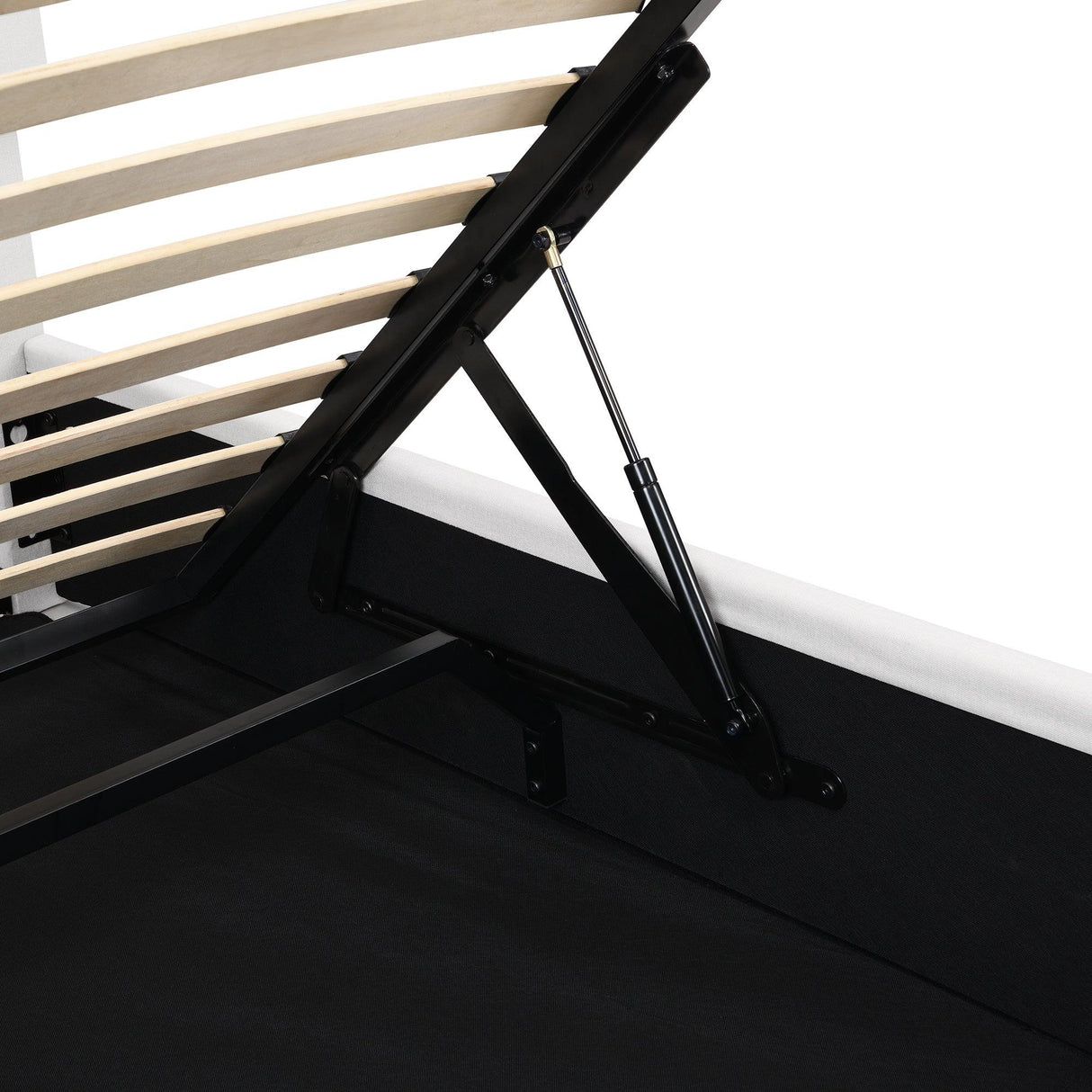 Storage Bed With Hydraulic Lift Platform, Upholstered White - Furniture Home Direct