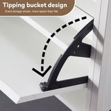 Slim Shoe Cabinet with 2 Flip Drawers - white and Walnut - Furniture Home Direct