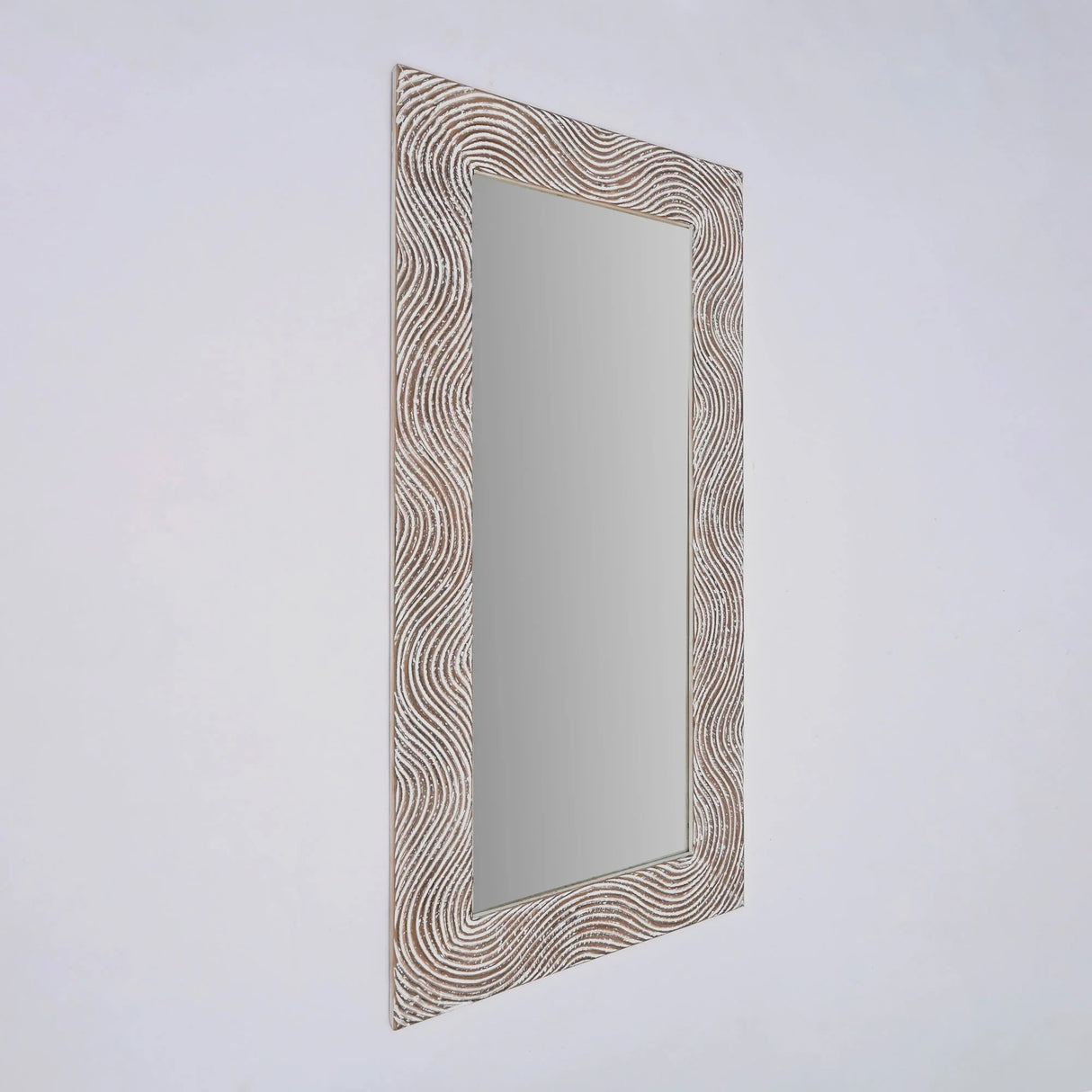Handcarved Rectangle Mirror Accent With 3mm Glass - Antique White - Furniture Home Direct