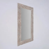 Handcarved Rectangle Mirror Accent With 3mm Glass - Antique White - Furniture Home Direct