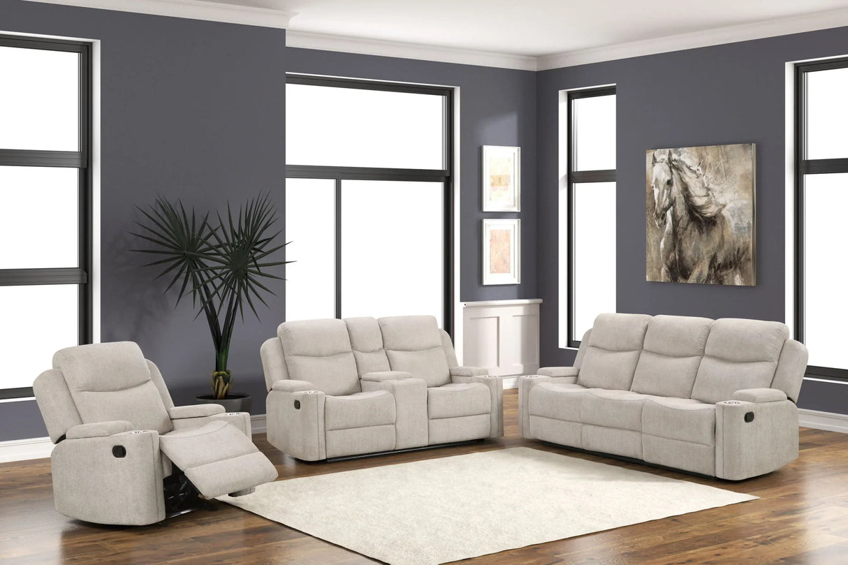 Galya - 3 Piece Living Room Set Sofa Loveseat Chair - Light Gray - Furniture Home Direct
