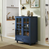 Minimalist Buffet Cabinet With Double Glass Doors And Drawer - Furniture Home Direct