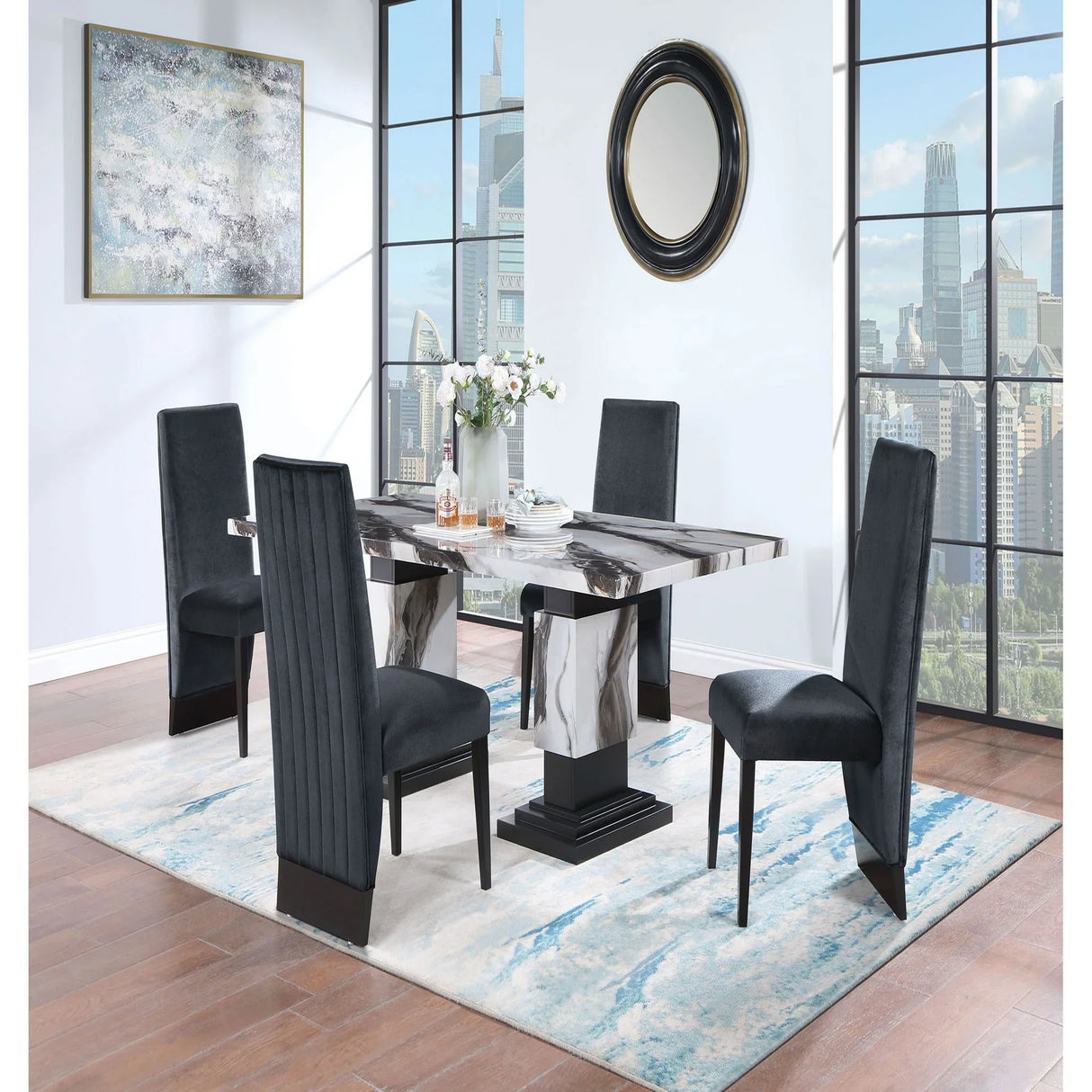 Stacey - Dining Table Set & 4 Chairs - Furniture Home Direct