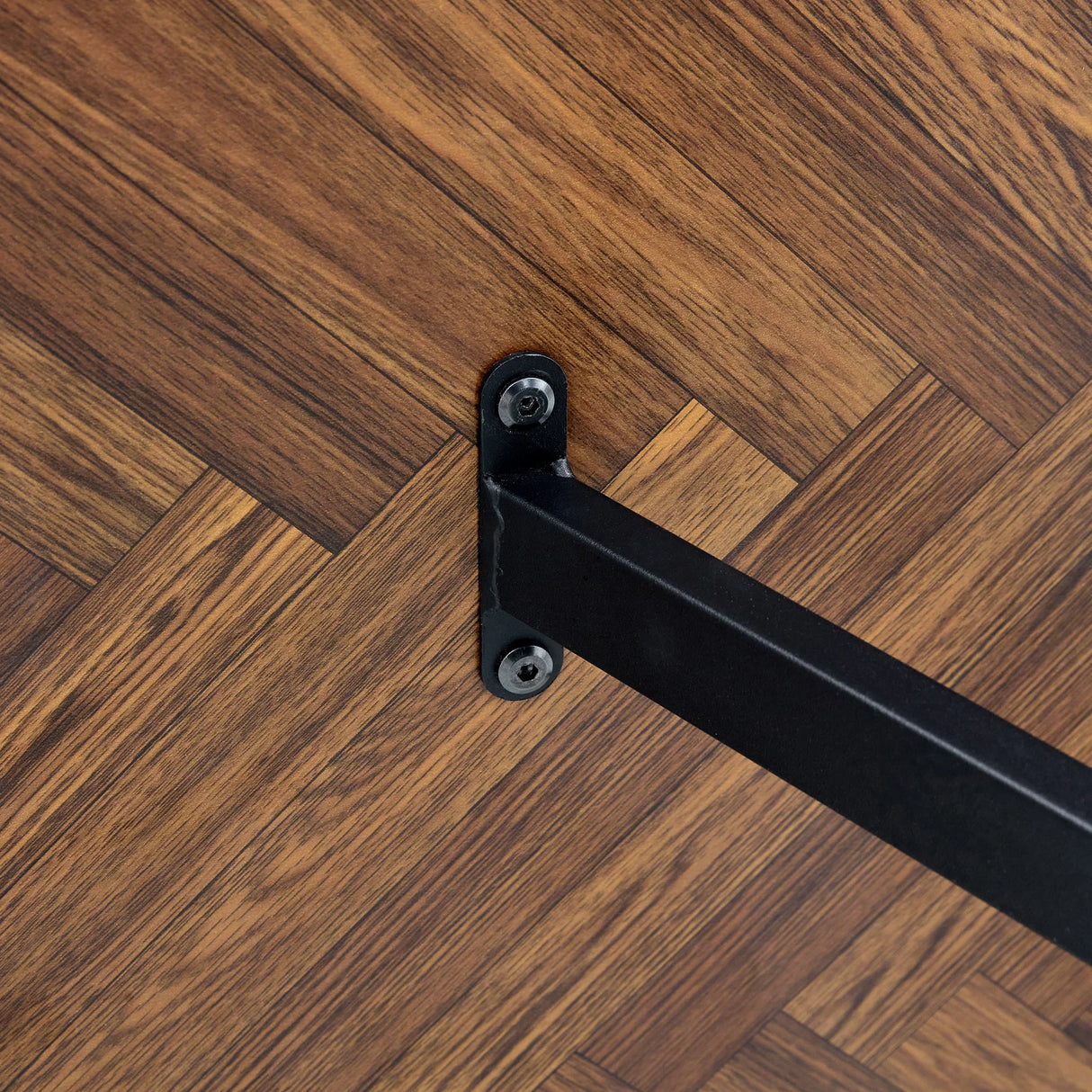 Dining Table Herringbone Wood Top And Metal Base Black - Furniture Home Direct