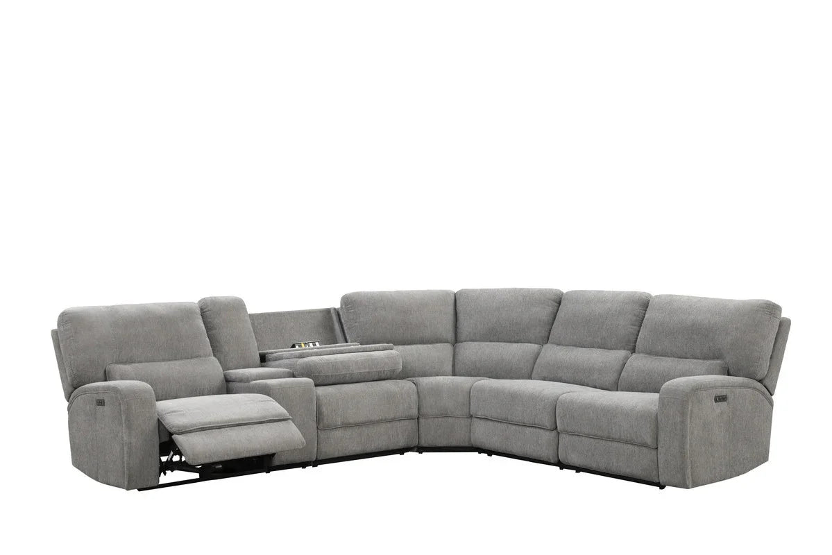 Power Reclining Sectional Sofa With Headrests Light Gray - Furniture Home Direct