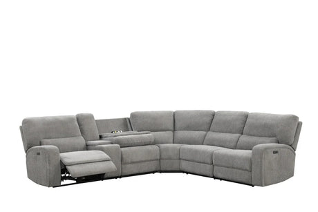 Power Reclining Sectional Sofa With Headrests Light Gray - Furniture Home Direct