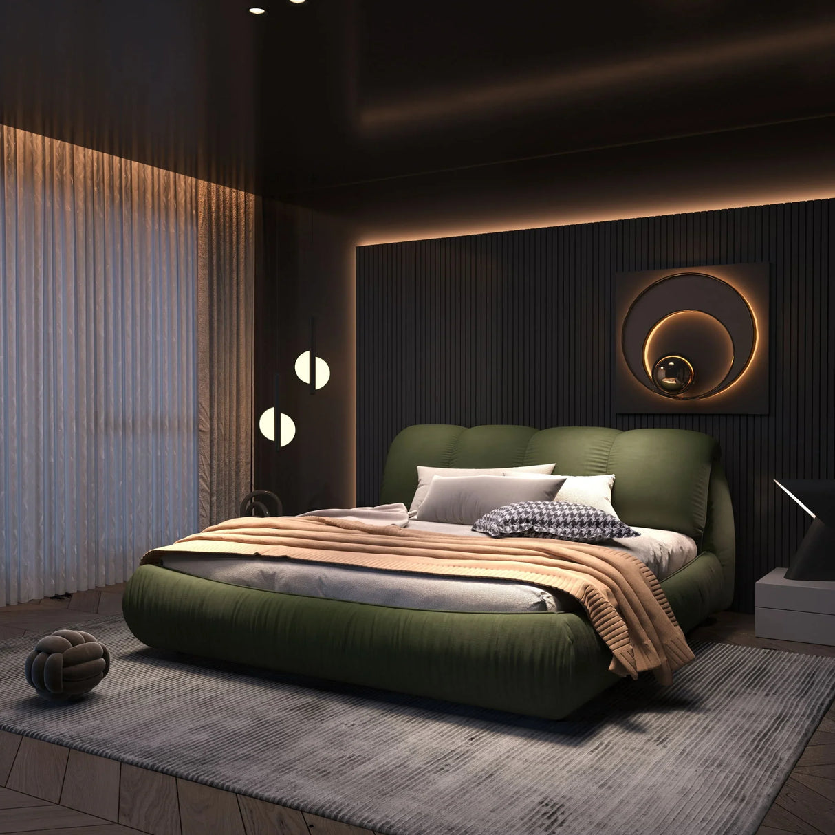 Luxury Upholstered Platform Bed With Oversized Padded Backrest And Solid Wood Frame - Furniture Home Direct