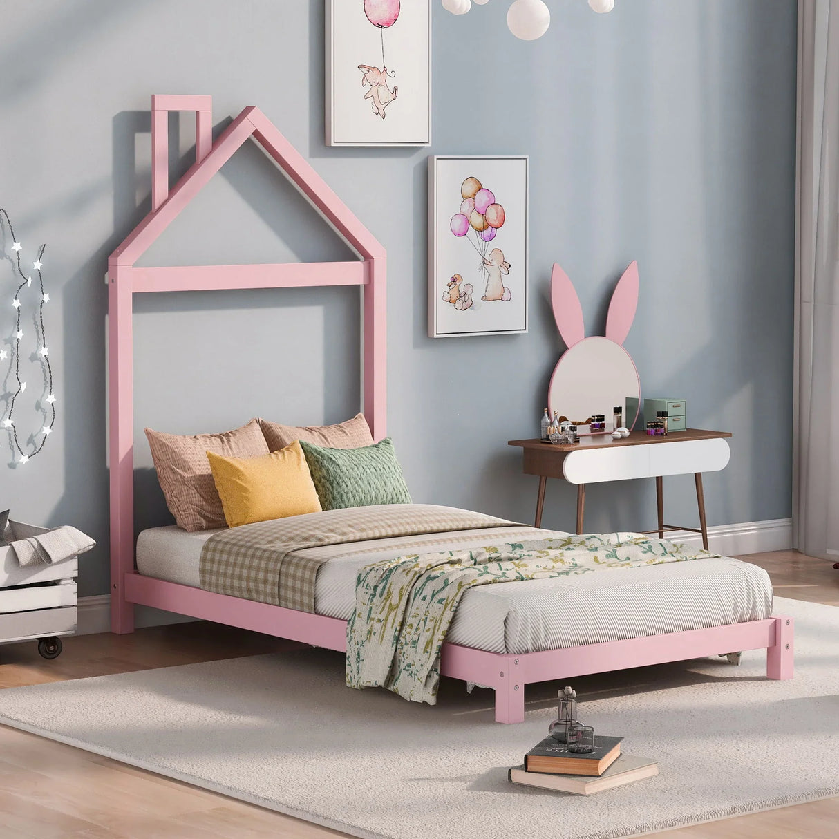 Platform Bed With House Shaped Headboard - Furniture Home Direct