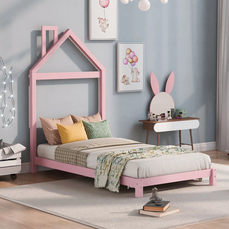 Platform Bed With House Shaped Headboard - Furniture Home Direct