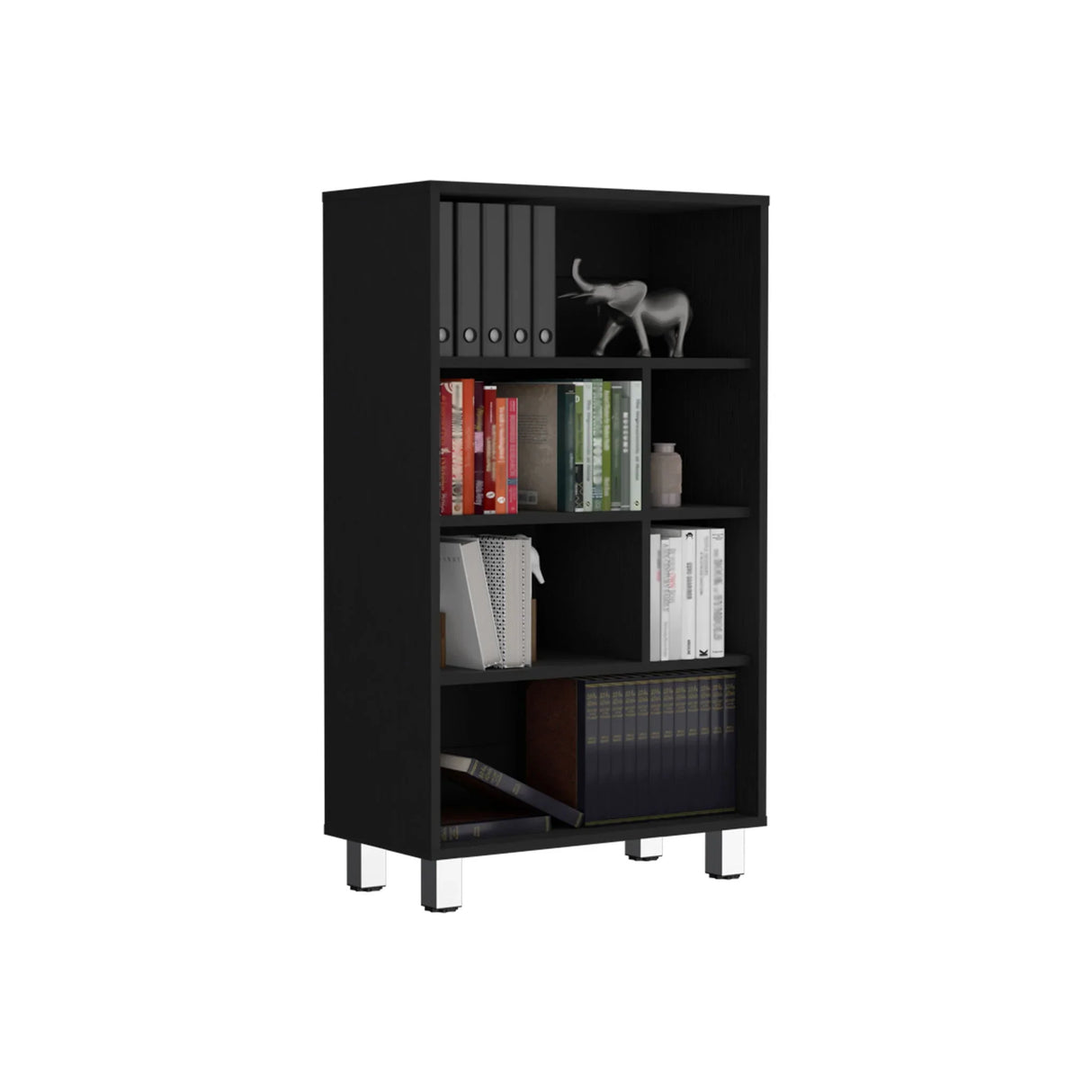 Bookcase, 6 Shelves, 4 Legs - Black - Furniture Home Direct