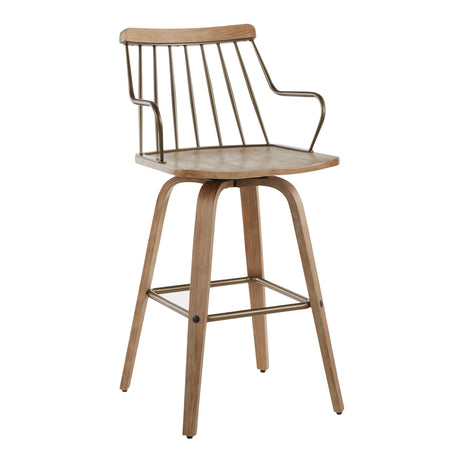 Preston - Farmhouse Counter Stool - White Washed / Antique Copper - Furniture Home Direct