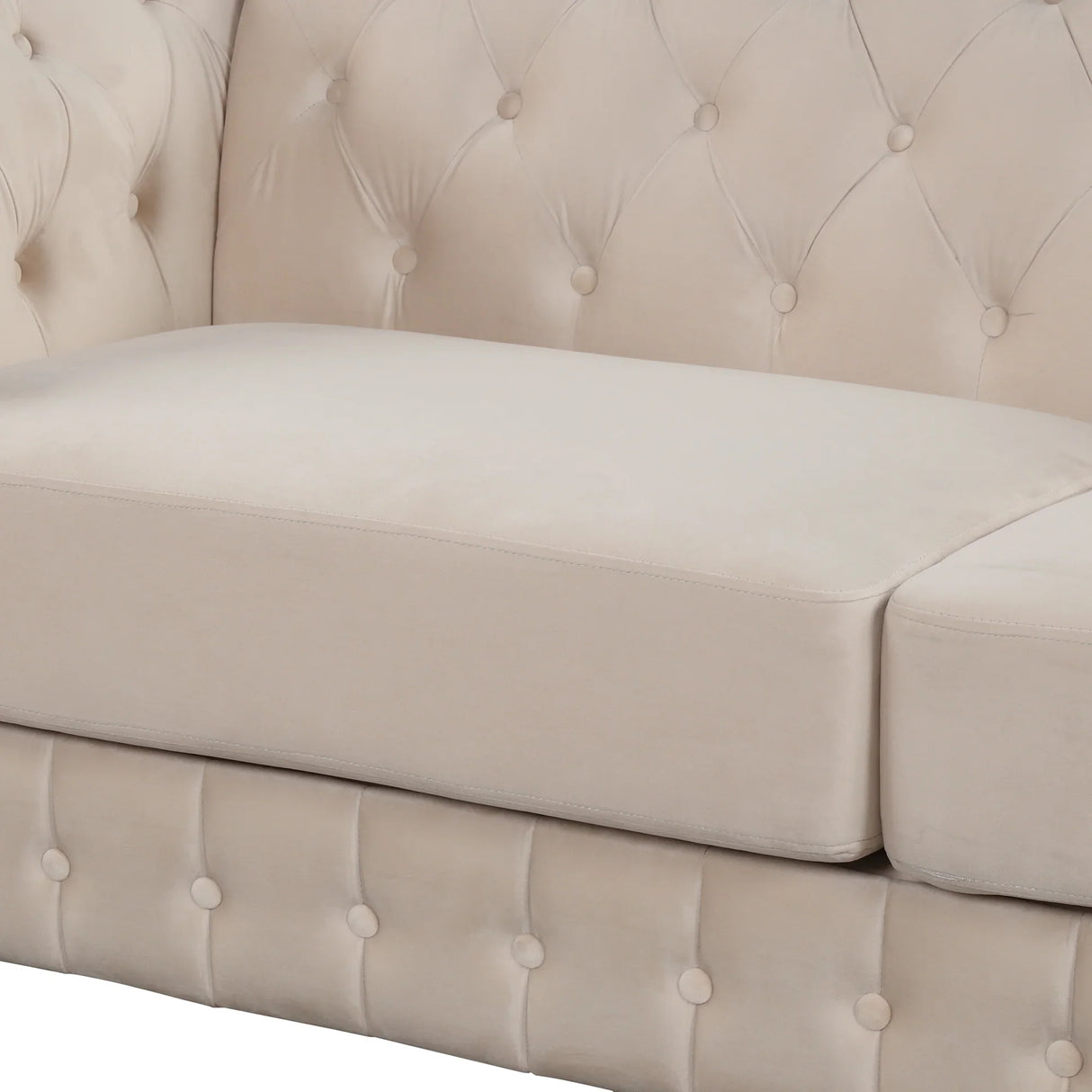 Modern 3-Piece Velvet Upholstered Living Room Set Including Sofa, Love Seat and Chair, Beige - Furniture Home Direct