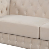Modern 3-Piece Velvet Upholstered Living Room Set Including Sofa, Love Seat and Chair, Beige - Furniture Home Direct