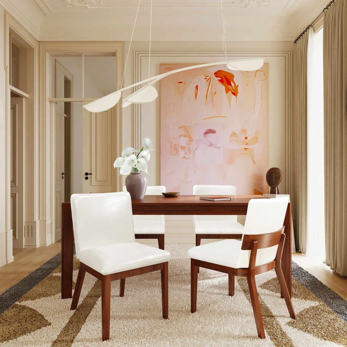Modern Dining Chairs (Set of 2) With Glossy Upholstery - White / Walnut - Furniture Home Direct