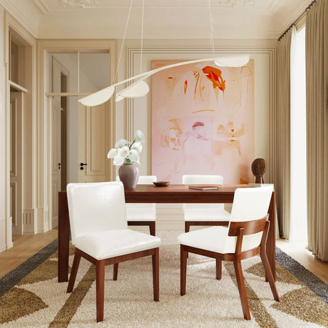 Modern Dining Chairs (Set of 2) With Glossy Upholstery - White / Walnut - Furniture Home Direct