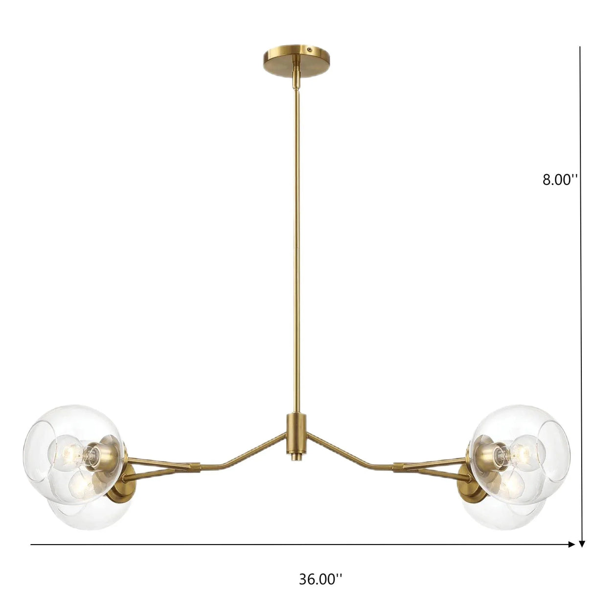 Jewel - 4 Lights Modern Farmhouse Chandelier Ceiling Hanging Light Fixture - Clear / Gold - Furniture Home Direct