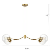 Jewel - 4 Lights Modern Farmhouse Chandelier Ceiling Hanging Light Fixture - Clear / Gold - Furniture Home Direct