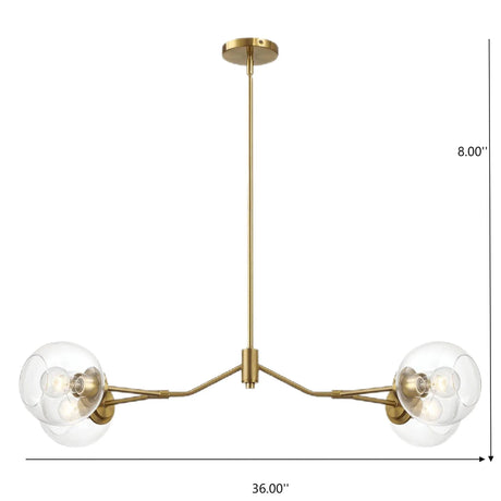 Jewel - 4 Lights Modern Farmhouse Chandelier Ceiling Hanging Light Fixture - Clear / Gold - Furniture Home Direct