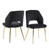 Velvet Dining Chairs With Metal Legs And Hollow Back Upholstered Dining Chairs - Furniture Home Direct