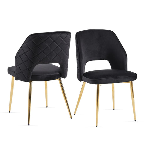 Velvet Dining Chairs With Metal Legs And Hollow Back Upholstered Dining Chairs - Furniture Home Direct