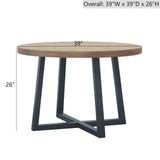 Round Dining Table With Wire Brushed Mindi Top And Mahogany Base - Wheat - Furniture Home Direct