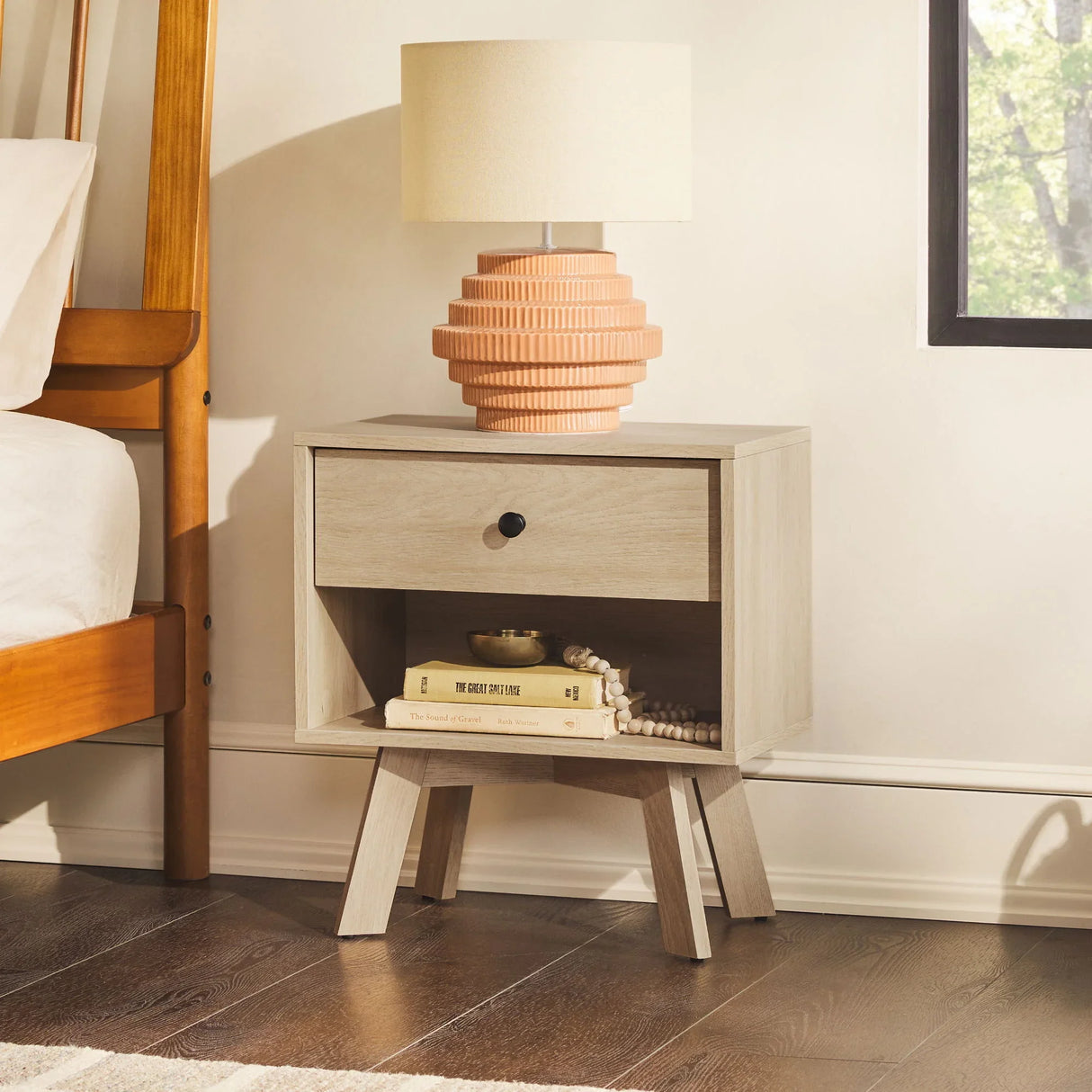 Mid-Century Modern Minimalist 1 Drawer Nightstand - Furniture Home Direct