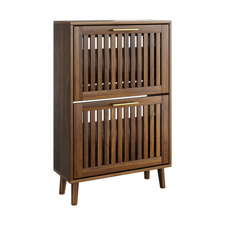 Medieval Modern Shoe Cabinet With 2 Flip Drawers And Fence Design - Furniture Home Direct