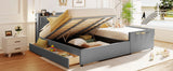 Platform Bed Upholstered Storage Hydraulic Drawers Gray - Furniture Home Direct