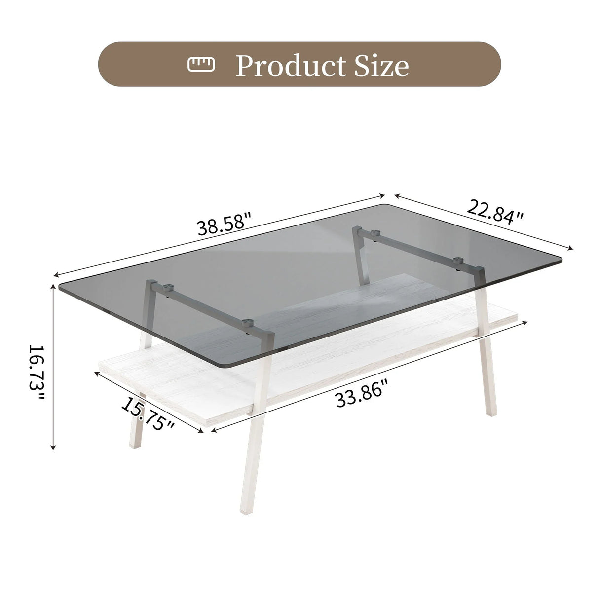 Rectangle Coffee Table, Tempered Glass Tabletop With Metal Legs - Furniture Home Direct
