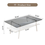 Rectangle Coffee Table, Tempered Glass Tabletop With Metal Legs - Furniture Home Direct