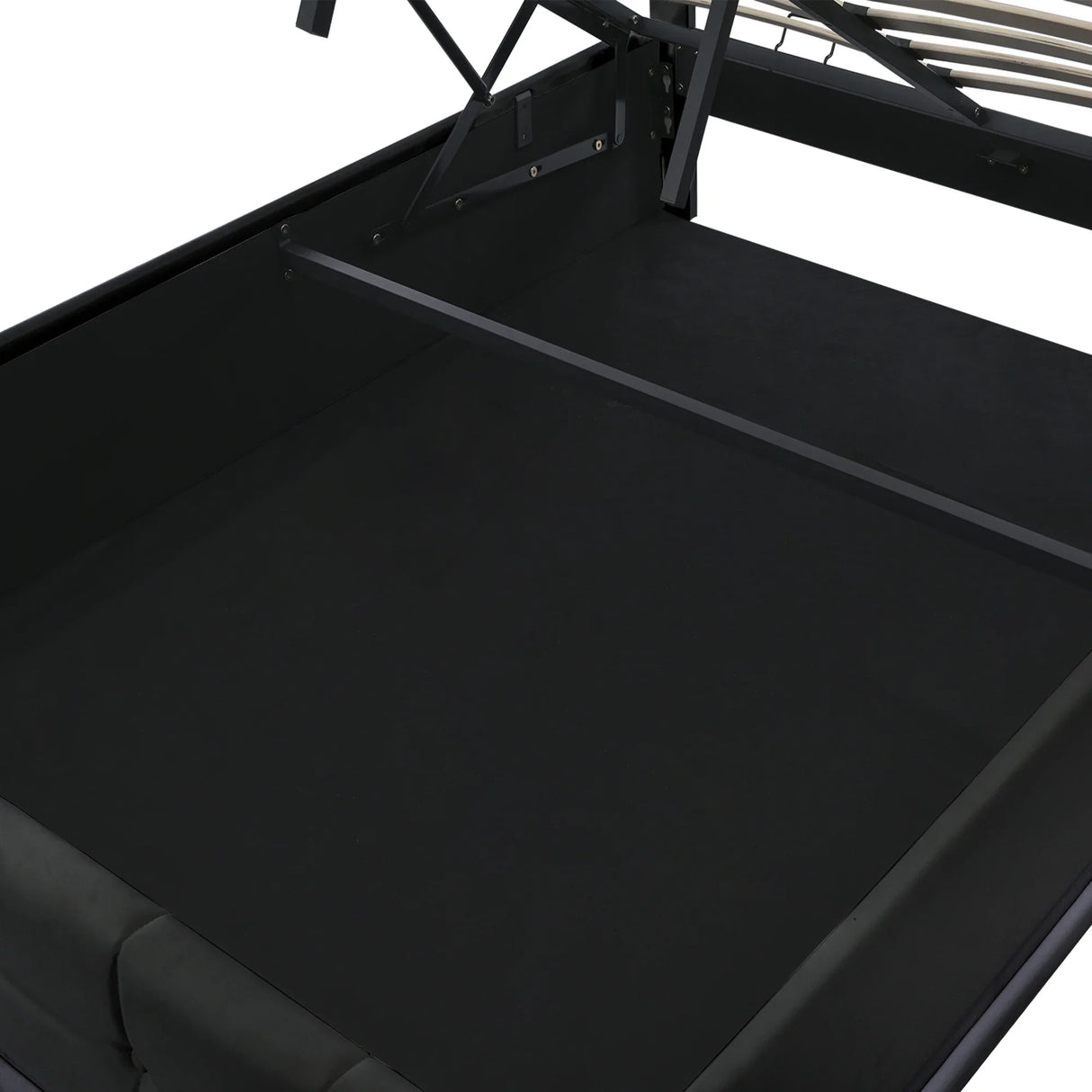 Queen Platform Bed Tufted Upholstered Storage Led Black - Furniture Home Direct