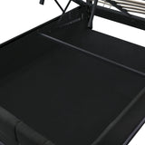 Queen Platform Bed Tufted Upholstered Storage Led Black - Furniture Home Direct