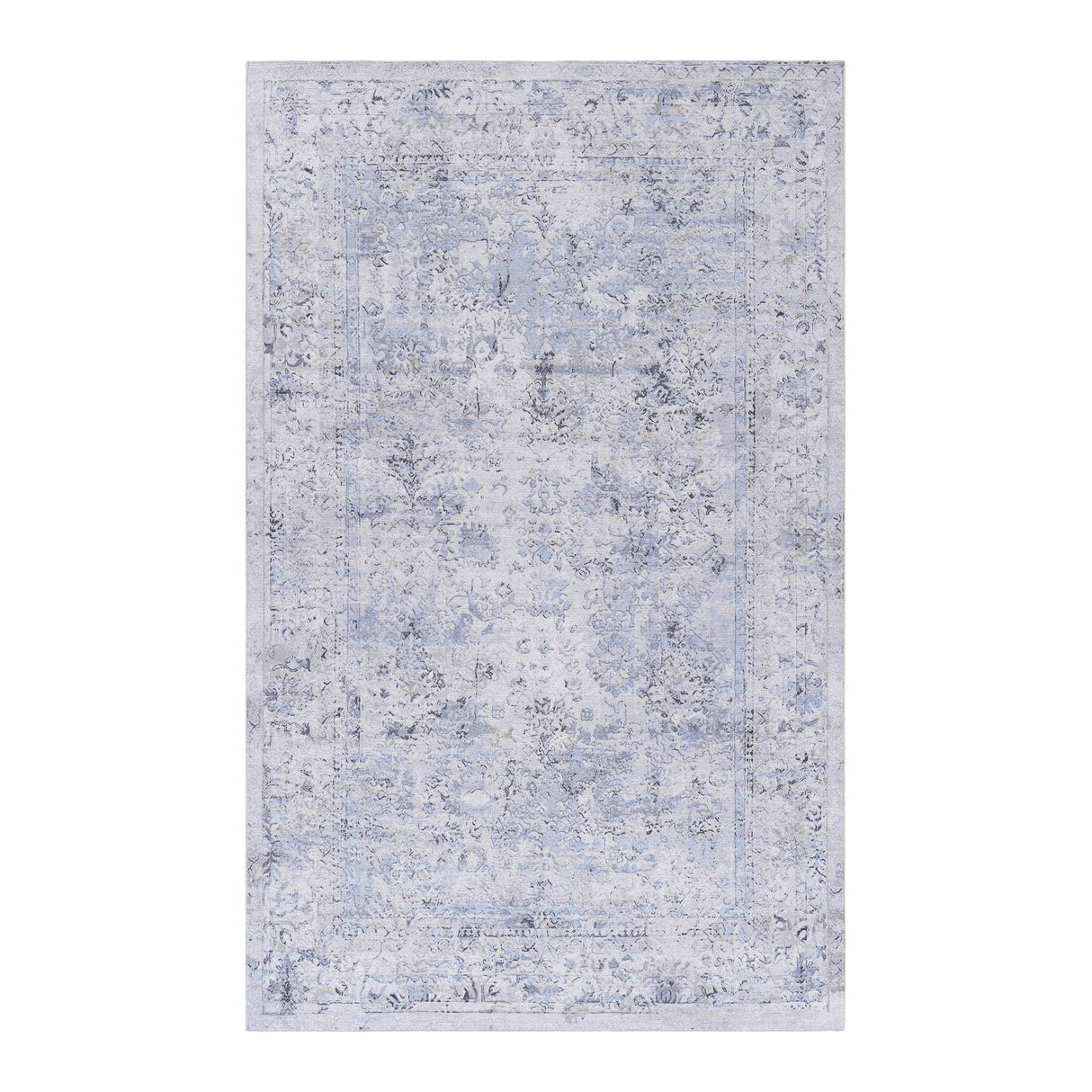 Maval - 4' X 6' Area Rug Washable - Blue / Cream - Furniture Home Direct