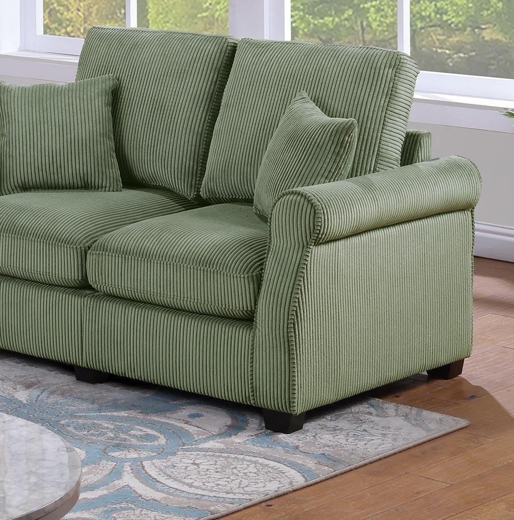 2 PC Living Room Set Including Sofa and love Seat With Pillows -Sage Green - Furniture Home Direct