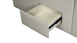 Queen Bed Upholstered Platform with Built in Lighting Beige - Furniture Home Direct