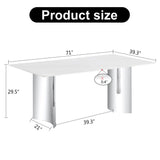 Modern Minimalist Dining Table With Imitation Marble Glass Desktop And Metal Legs - Furniture Home Direct