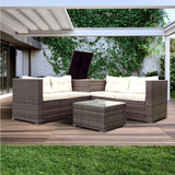 4 Piece Patio Sectional Wicker Rattan Outdoor Furniture Sofa Set With Storage Box - Furniture Home Direct