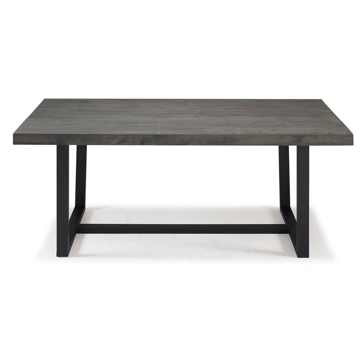 Modern Distressed Solid Wood And Metal Open Frame Dining Table - Furniture Home Direct