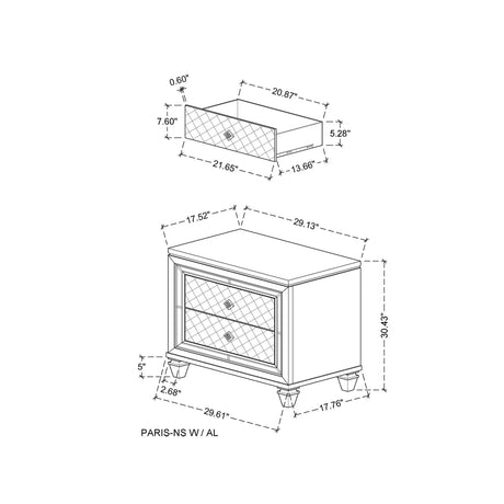 Cross - Glam Nightstand - Champagne - Furniture Home Direct