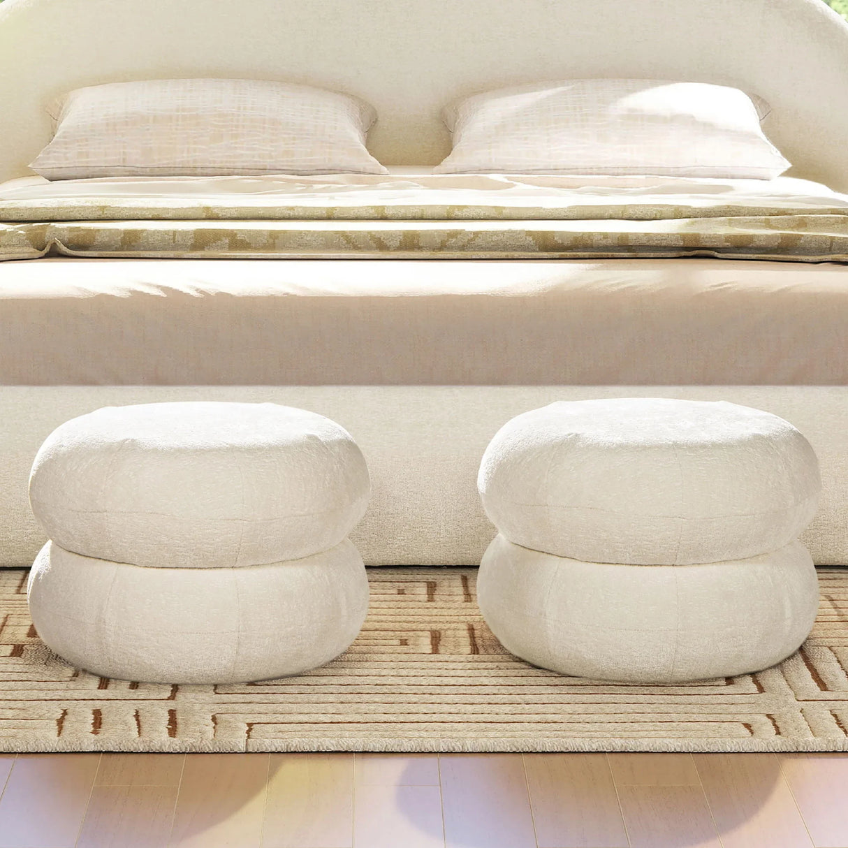 Nest - Low Round Upholstered Ottoman - Furniture Home Direct