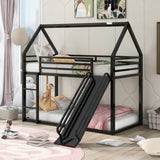 Twin Over Twin House Bunk Bed With Ladder And Slide - Furniture Home Direct