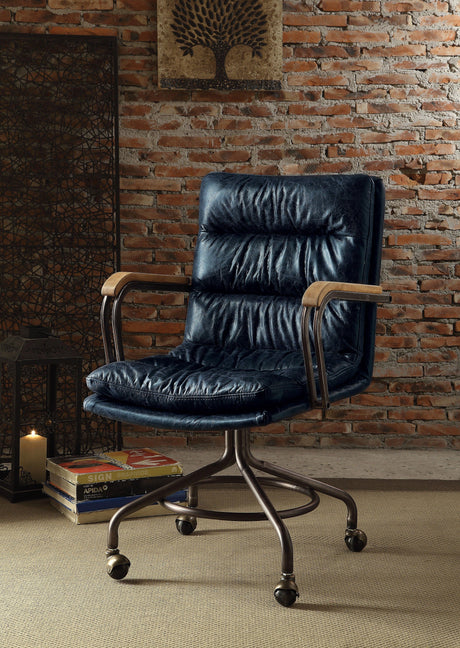 Harith - Retro Top Grain Leather Office Chair - Furniture Home Direct