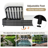 Outdoor Wicker Double Chaise (Black Frame+Beige Cushion) - Furniture Home Direct