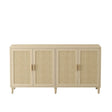 Rattan Buffet Cabinet With Storage, 4 Door Sideboard, Adjustable Shelves - Natural - Furniture Home Direct