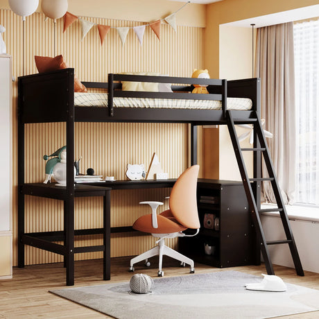 Loft Bed With Shelves With Desk - Furniture Home Direct