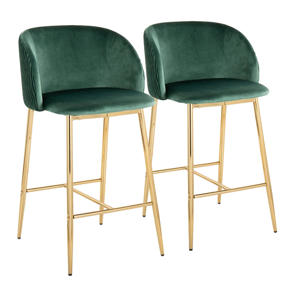 Fran - Pleated Waves Contemporary / Glam Fixed Height Counter Stool (Set of 2) - Furniture Home Direct