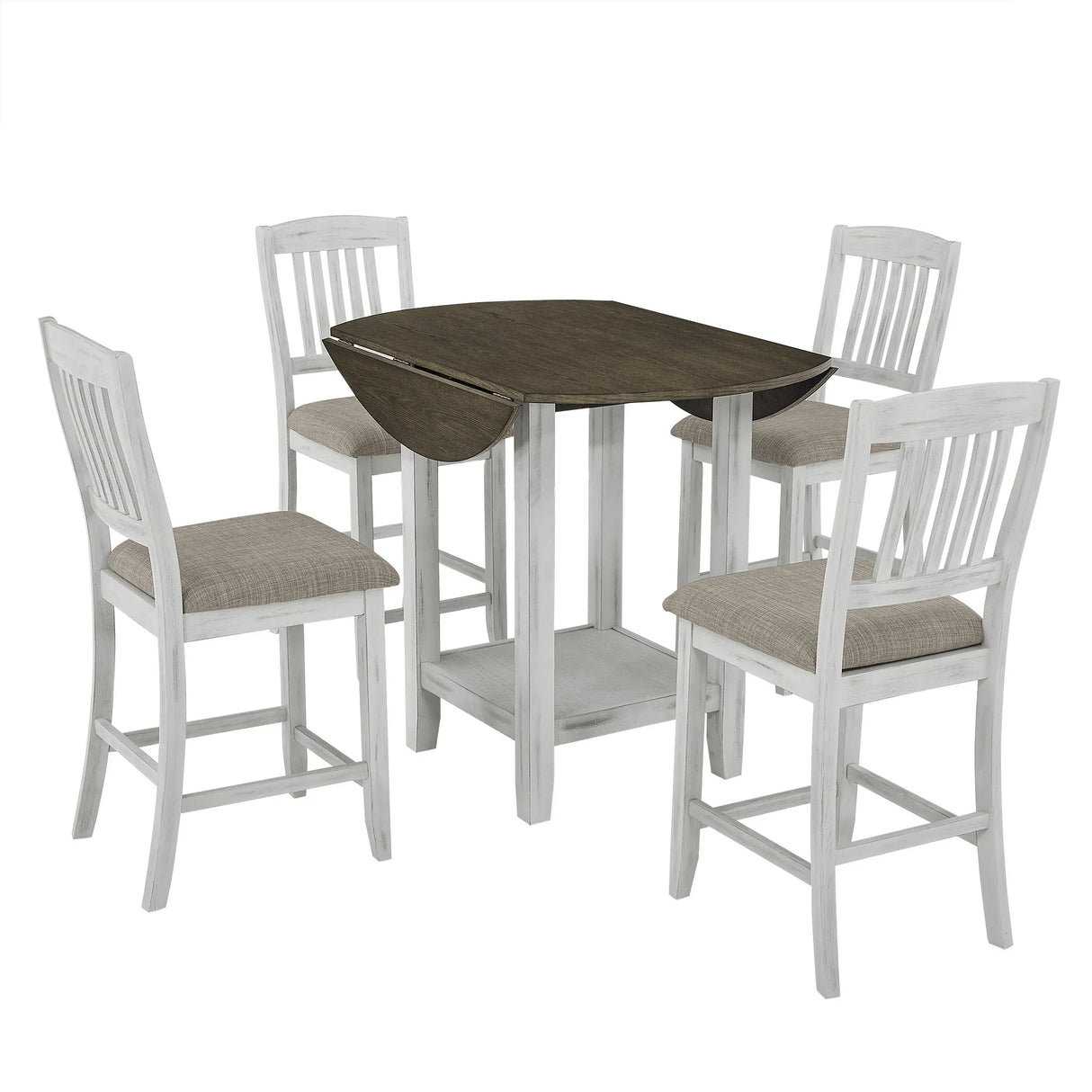 5 Piece Counter Height Dining Set with foldable leaves - Furniture Home Direct