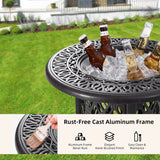 Side Table With Removable Ice Bucket, Hand Brushed Finish, Food Grade Bucket For Indoor & Outdoor Use - Antique Bronze